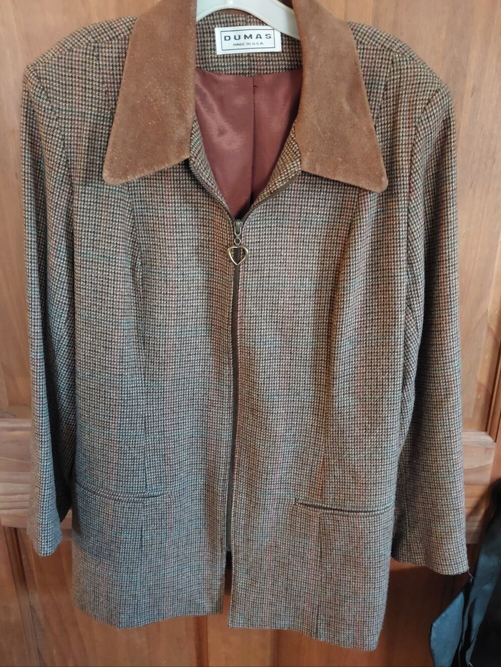 Vintage Ladies Dumas Wool Blazer w/Suede Collar